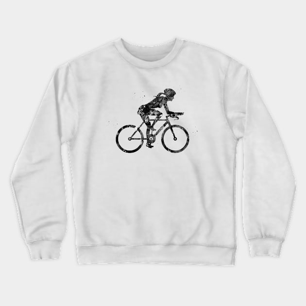 Female cyclist Crewneck Sweatshirt by erzebeth